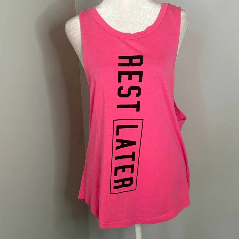 [8 Series] Pink Sleeveless Graphic Tank Top - Size Large NWT